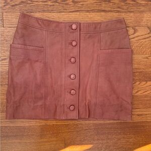 Sézane leather Terracotta Buttoned Mini Skirt